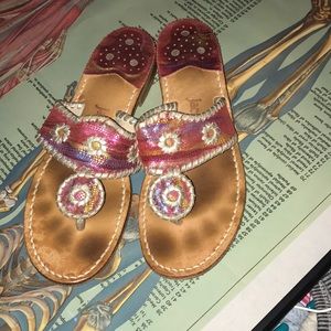 Pink multicolored jack rogers